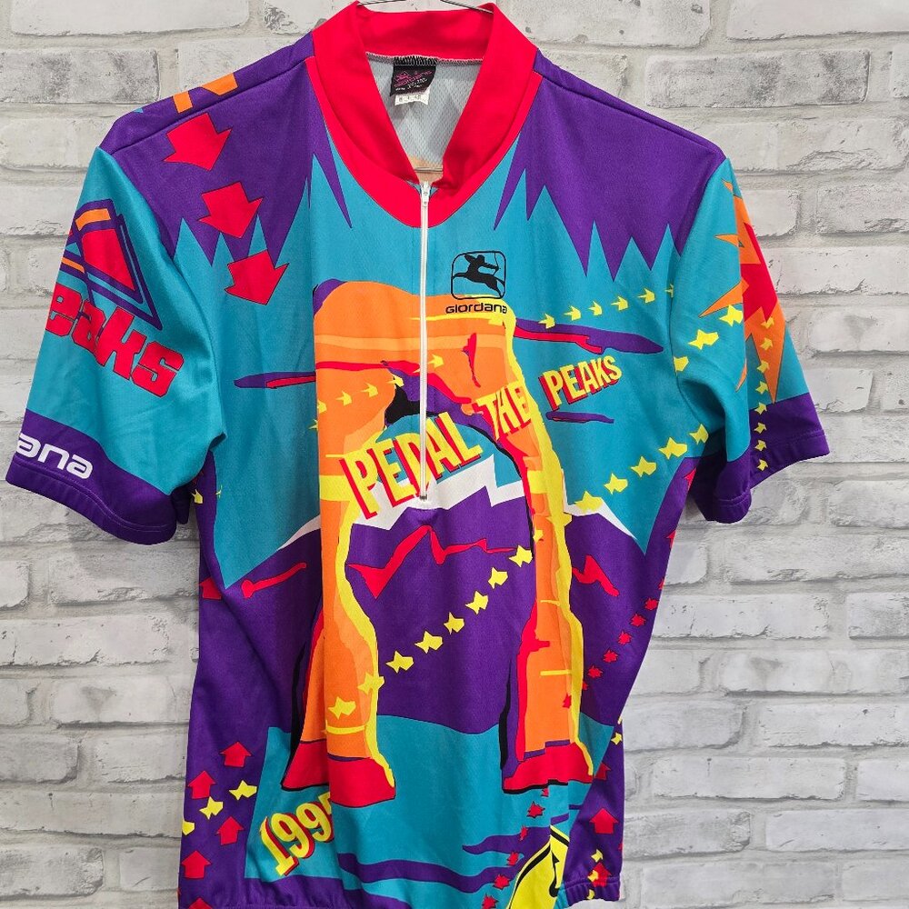 Vtg Size M Giordana‎ 1995 Cycle Jersey Pedal the Peaks Colorado 1/4 Zip